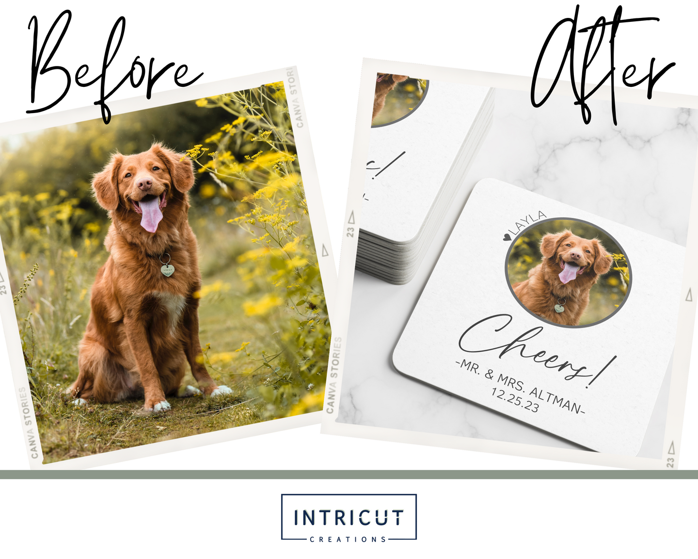 Pet Portrait Wedding Coasters | Your Pet Bar Coasters